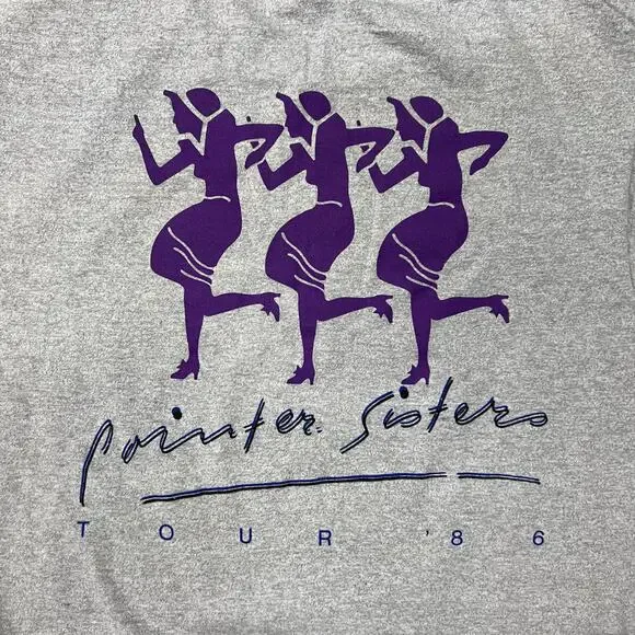 Vintage Pointer Sisters 1986 Tour Gray TShirt Band Tee Music USA Made 80s Single - Picture 5 of 13